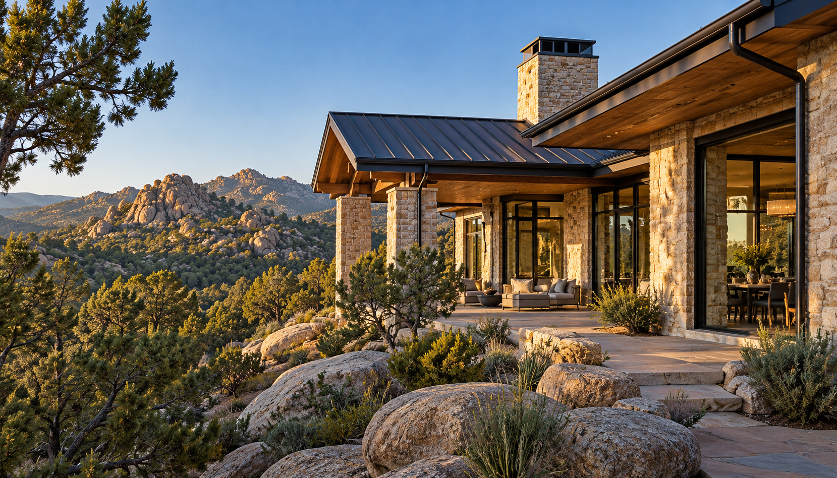 Architectural concept showing standing seam metal roofing